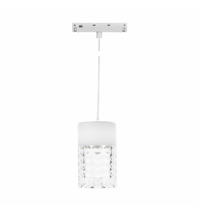 7W SYSTEM SHIFT BASIC HANGIT CRISTAL spot sur rail, 48V - 2700K, 80°, IP20, suspension par câble 110cm