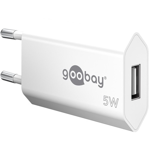 Chargeur USB Goobay 5W - USB-A, blanc, idéal pour mobiles et lampes