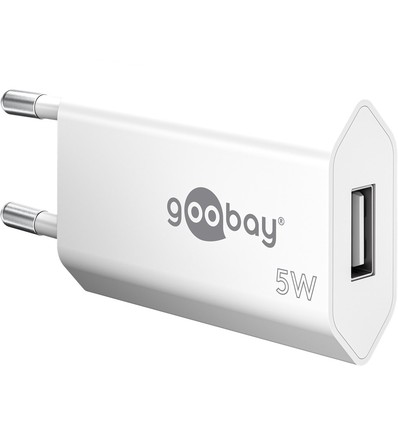 Chargeur USB Goobay 5W - USB-A, blanc, idéal pour mobiles et lampes