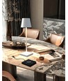 Lampe de table LED avec charge sans fil - Blanc, IP54 intérieur/extérieur, tactile dimmable