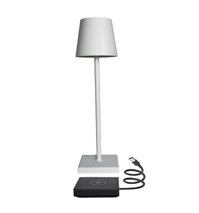 Lampe de table LED avec charge sans fil - Blanc, IP54 intérieur/extérieur, tactile dimmable