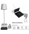 Lampe de table LED avec charge sans fil - Blanc, IP54 intérieur/extérieur, tactile dimmable