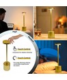 Lampe de table LED rechargeable avec charge sans fil - Or, IP54 intérieur/extérieur, tactile dimmable