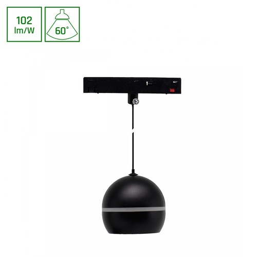 10W System Shift Basic Globe Ring spot sur rail, 48V - 102lm/W, 3000K, 60 degrés, suspension pour système de rail