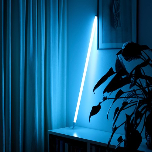 Tube Néon LED 120cm, Bleu clair - Tube design, avec câble inclus