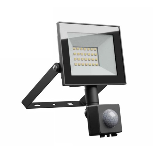 Projecteur 20W - IP44, noir, détecteur PIR