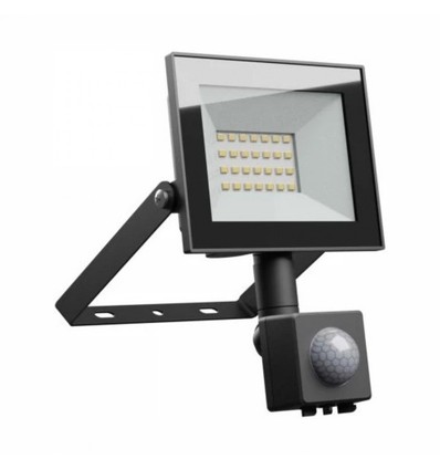 Projecteur 20W - IP44, noir, détecteur PIR