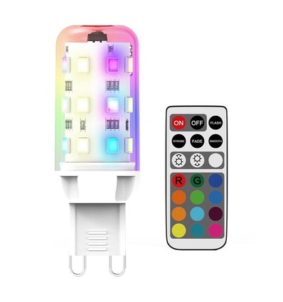 Lot de 2 ampoules LED G9 2W RGBW - Télécommande RF incluse