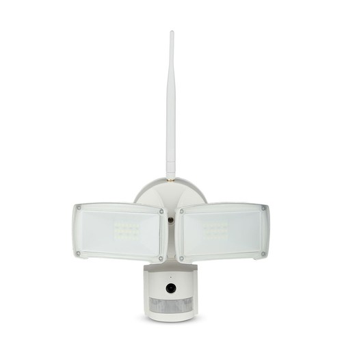 Projecteur LED 18W avec caméra WiFi et détecteur PIR - 600lm, IP65, blanc, extérieur, blanc froid