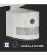 Projecteur LED 18W avec caméra WiFi et détecteur PIR - 600lm, IP65, blanc, extérieur, blanc froid