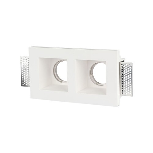 Spot encastrable double en plâtre - Carré, blanc, pour 2x GU10/GU5.3, max 35W, IP20