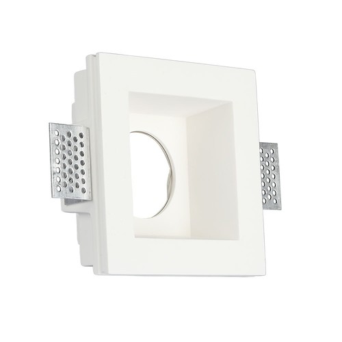 Spot encastrable GU10 en plâtre, carré - Blanc, 120x120mm, modèle profond, IP20, sans source lumineuse