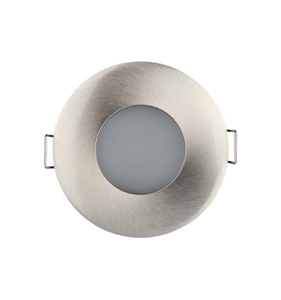 Spot encastrable GU10, Nickel satiné - Rond, IP54, Perçage : Ø7,5 cm, Dim : Ø8,4 cm, sans source lumineuse