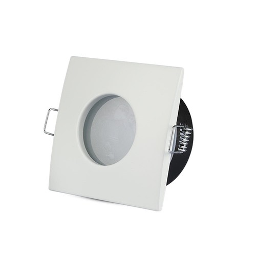 Spot encastrable GU10, carré - Blanc, IP54, Perçage : Ø7,5 cm, Dim : 84x84 mm, alliage de zinc