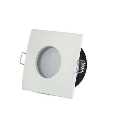 Spot encastrable GU10, carré - Blanc, IP54, Perçage : Ø7,5 cm, Dim : 84x84 mm, alliage de zinc