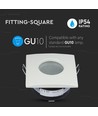 Spot encastrable GU10, carré - Blanc, IP54, Perçage : Ø7,5 cm, Dim : 84x84 mm, alliage de zinc