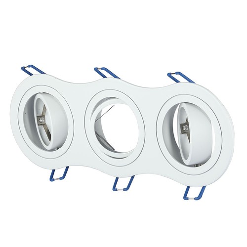 Spot encastrable GU10 3-trous - Rond, blanc, aluminium, perçage : 23,5 x 7,5 cm, dim : 25,5 x 9,1 cm