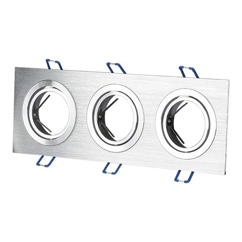Spot encastrable 3xGU10, carré - Aluminium brossé, fonte d'aluminium, sans source lumineuse