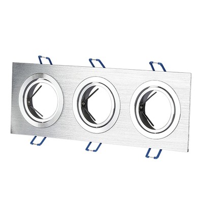 Spot encastrable 3xGU10, carré - Aluminium brossé, fonte d'aluminium, sans source lumineuse