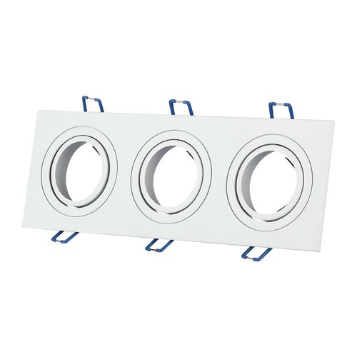 Spot encastrable carré 3-trous pour 3x GU10 - Blanc, aluminium, IP20 intérieur, perçage : 235x75mm, dim : 255x91mm