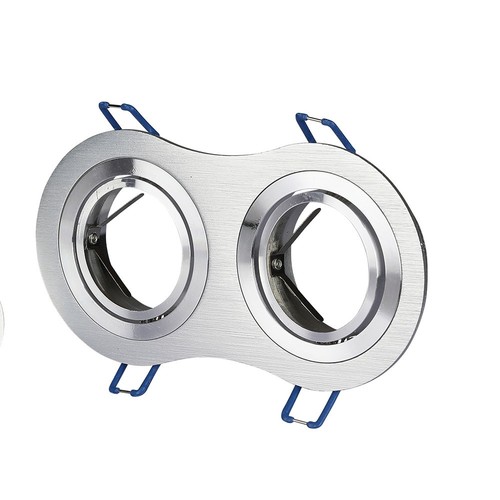 Spot encastrable GU10 double - Rond, aluminium brossé, orientable, sans source lumineuse