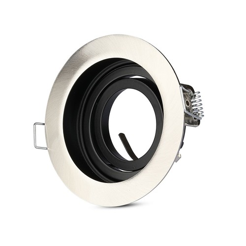 Spot encastrable GU10, design profond - Rond, Nickel satiné, Trou: Ø9 cm, Dim: Ø10 cm