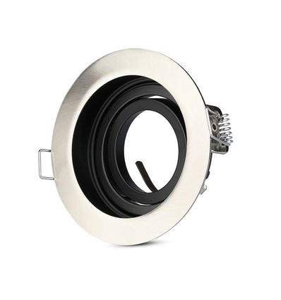 Spot encastrable GU10, design profond - Rond, Nickel satiné, Trou: Ø9 cm, Dim: Ø10 cm