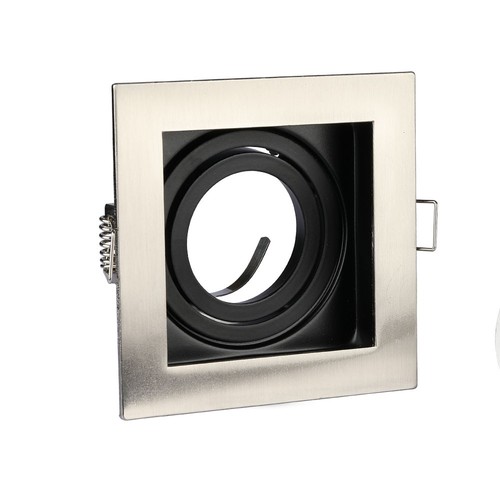 Spot encastrable GU10, carré - Nickel satiné, 100x100mm, sans source lumineuse