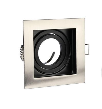 Spot encastrable GU10, carré - Nickel satiné, 100x100mm, sans source lumineuse