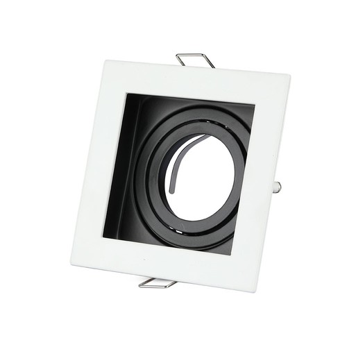 Spot encastrable GU10, carré - Blanc, aluminium, perçage : 90x90 mm, dim : 100x100 mm, sans source lumineuse