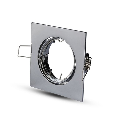 Spot encastrable GU10 Carré - Chrome, IP20 intérieur, Perçage : Ø7,4 cm, sans source lumineuse