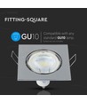 Spot encastrable GU10 Carré - Chrome, IP20 intérieur, Perçage : Ø7,4 cm, sans source lumineuse