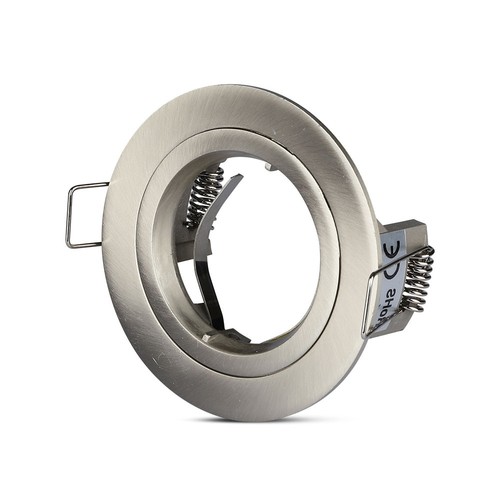 Spot encastrable GU10 - Nickel satiné, rond, aluminium, perçage : Ø7,3 cm, dim : Ø8,1 cm