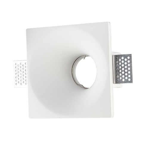 Spot encastrable carré en plâtre blanc - Pour GU10, 121 x 121 mm, IP20 intérieur, peut être peint
