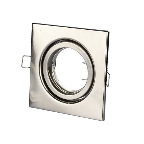Spot encastrable GU10 - Nickel satiné, carré, perçage : Ø7,4 cm, Ferrum