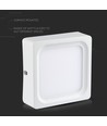 Panneau LED saillie carré 15W - 1500lm, 15,5x15,5cm, bord blanc, blanc chaud
