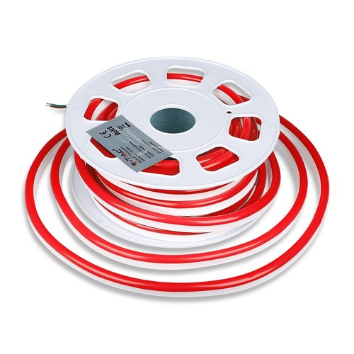 10m 8W/m Néon Flex LED Rouge - 24V, IP65, 9x16,5mm