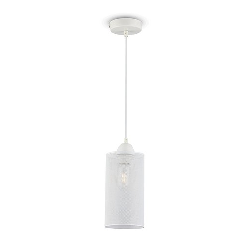 Suspension E27 en métal blanc mat - Ø13cm, câble 1 mètre, IP20 intérieur, 5 ans de garantie