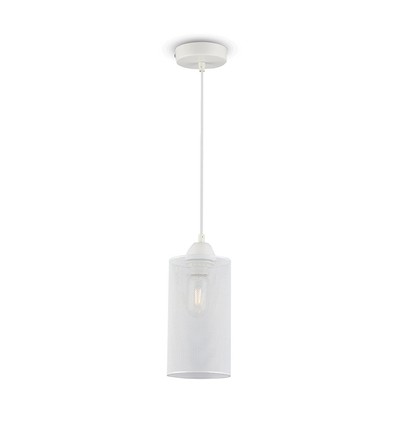 Suspension E27 en métal blanc mat - Ø13cm, câble 1 mètre, IP20 intérieur, 5 ans de garantie