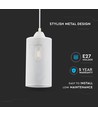 Suspension E27 en métal blanc mat - Ø13cm, câble 1 mètre, IP20 intérieur, 5 ans de garantie