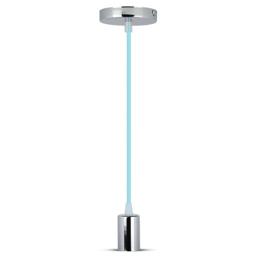 Suspension E27 en métal chromé - Bleu clair