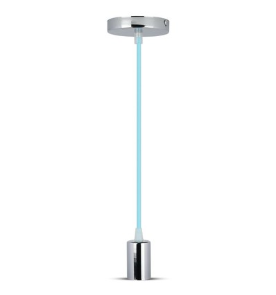 Suspension E27 en métal chromé - Bleu clair