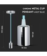 Suspension E27 en métal chromé - Bleu clair