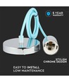 Suspension E27 en métal chromé - Bleu clair