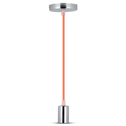 Suspension E27 en chrome avec câble orange - Ø3,6 cm, sans source lumineuse, IP20