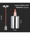 Suspension E27 en chrome avec câble orange - Ø3,6 cm, sans source lumineuse, IP20
