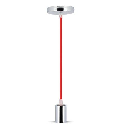Suspension E27 en chrome avec câble rouge - Cylinder, Ø3,6 cm, sans source lumineuse