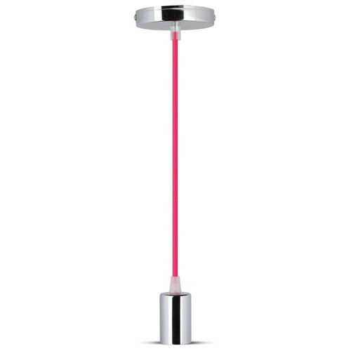 Suspension E27 chrome avec câble rouge - 1m, douille métal