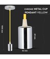 Suspension E27 en chrome avec câble jaune - Sans source lumineuse, design moderne