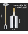 Suspension E27 en chrome avec câble beige - Max. 60W, Ø3,6cm, sans source lumineuse
